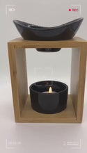 Load and play video in Gallery viewer, Wooden frame ceramic wax melter and oil burner
