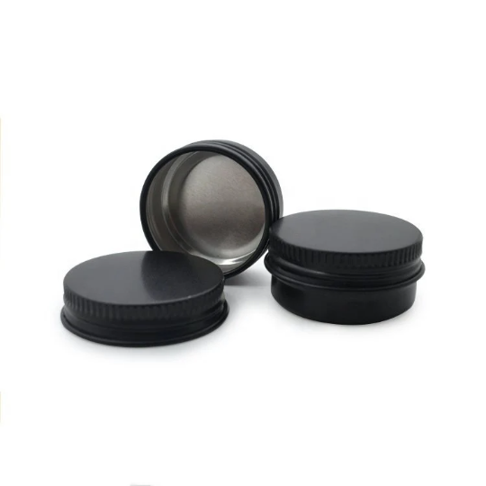 Matte black aluminium candle tin with screw top (35 x 18 mm) (10 ml)