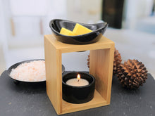 Load image into Gallery viewer, Wooden frame ceramic wax melter and oil burner
