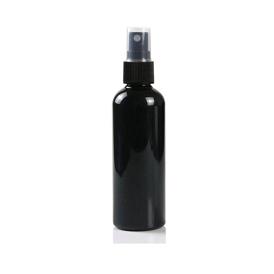 Tall Glossy Black PET Boston Bottle & Atomiser Spray (100 ml)