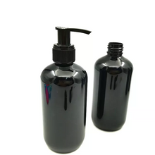 Load image into Gallery viewer, Black glossy PET plastic lotion bottle with dispenser pump (250 ml)
